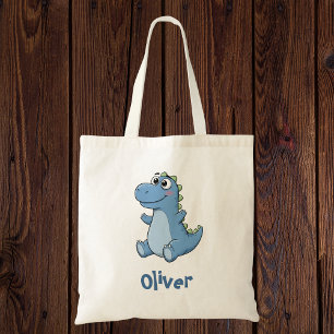 Schattige Blauwe Baby Cartoon Dinosaurus  Tote Bag