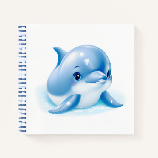 Schattige Blauwe Baby Dolfijn Notitieboek (Voorkant)