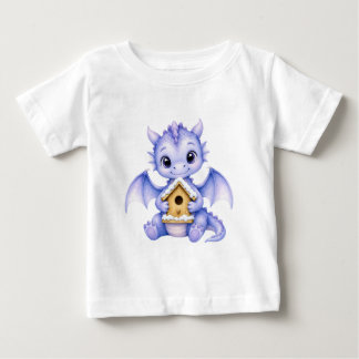 Schattige Blauwe Baby Draak met Kinderhuis van Pep