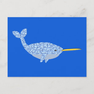 Schattige Blauwe Baby Jongen Narwal Briefkaart
