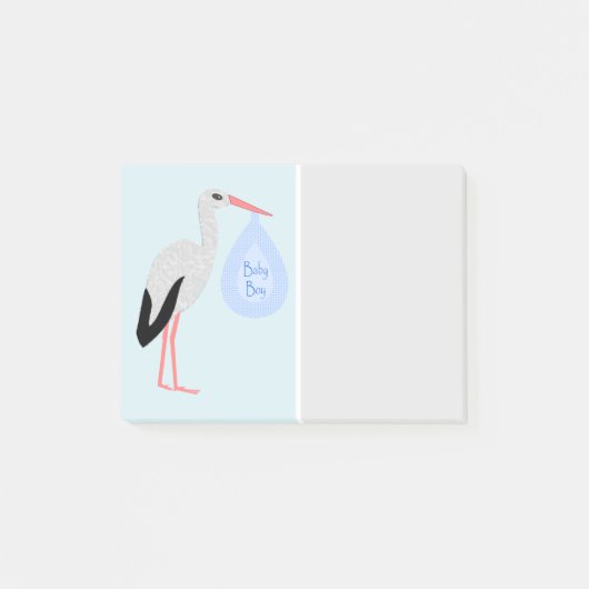 Schattige Blauwe Baby Jongen Ooievaar Post-it® Notes (Voorkant)