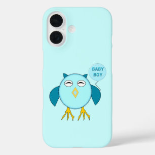Schattige Blauwe Baby Jongen Uil iPhone 16 Hoesje