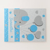 Schattige Blauwe Baby Olifant Legpuzzel (Horizontaal)
