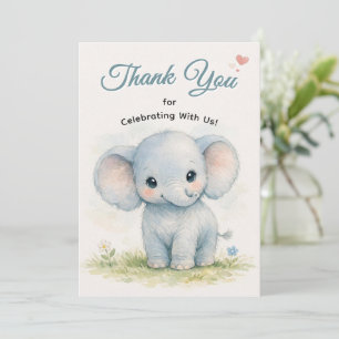 Schattige Blauwe Baby Olifant Safari Bedankkaart