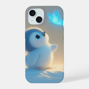 Schattige Blauwe Baby Vogel met Magische Vlinder iPhone 15 Case