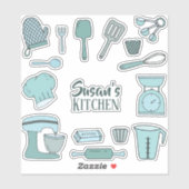 Schattige blauwe bakkerij-sticker sticker (Vel)