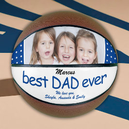 Schattige Blauwe Beste Papa Ooit Vaderdag Foto Basketbal
