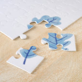 Schattige Blauwe Bladeren Puzzels  (Zijkant)