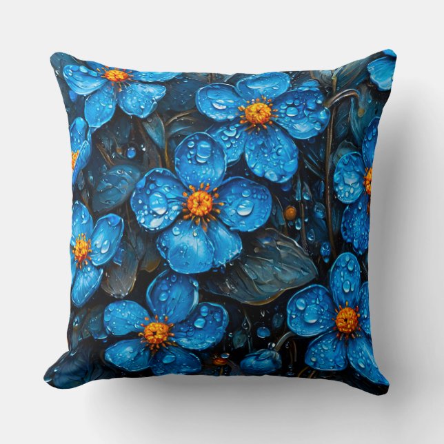 Schattige blauwe bloemen kussen (Voorkant)
