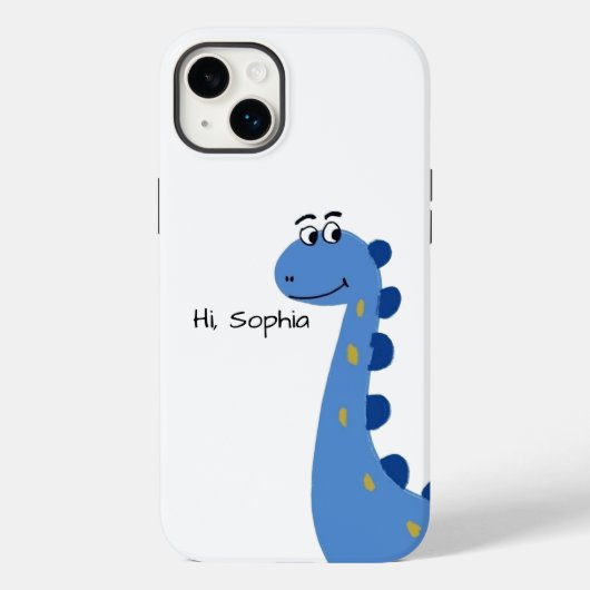 Schattige Blauwe Dinosaur - Aangepaste Naam Sophia Case-Mate iPhone Case (Achterkant)