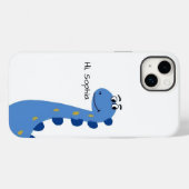 Schattige Blauwe Dinosaur - Aangepaste Naam Sophia Case-Mate iPhone Case (Achterkant (horizontaal))