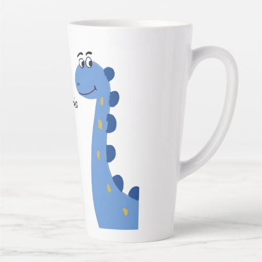 Schattige Blauwe Dinosaur - Aangepaste Naam Sophia Latte Mok (Rechts)
