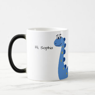 Schattige Blauwe Dinosaur - Aangepaste Naam Sophia Magische Mok