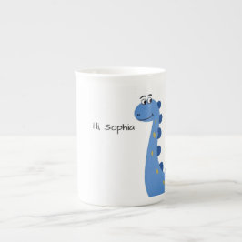 Schattige Blauwe Dinosaur - Aangepaste Naam Sophia Porselein Kop