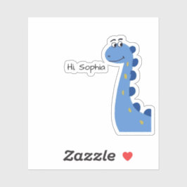 Schattige Blauwe Dinosaur - Aangepaste Naam Sophia Sticker