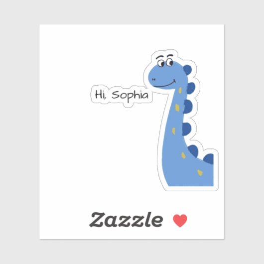 Schattige Blauwe Dinosaur - Aangepaste Naam Sophia Sticker (Vel)