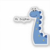 Schattige Blauwe Dinosaur - Aangepaste Naam Sophia Sticker (Voorkant)