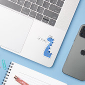 Schattige Blauwe Dinosaur - Aangepaste Naam Sophia Sticker (Laptop met iPhone)