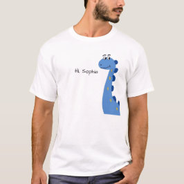 Schattige Blauwe Dinosaur - Aangepaste Naam Sophia T-shirt