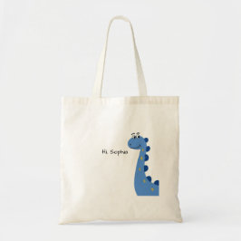 Schattige Blauwe Dinosaur - Aangepaste Naam Sophia Tote Bag