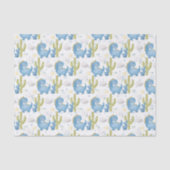 SCHATTIGE BLAUWE DINOSAURS EN GROENE CACTUS TISSUEPAPIER (Voorkant)