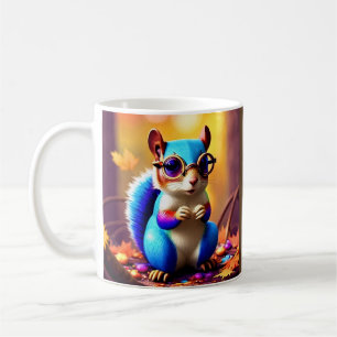 Schattige Blauwe Eekhoorn met Bril-56786 Koffiemok