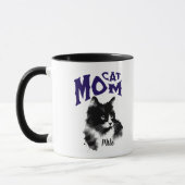 Schattige Blauwe en Zwarte KATTENMOEDER Personalis Mok (Links)
