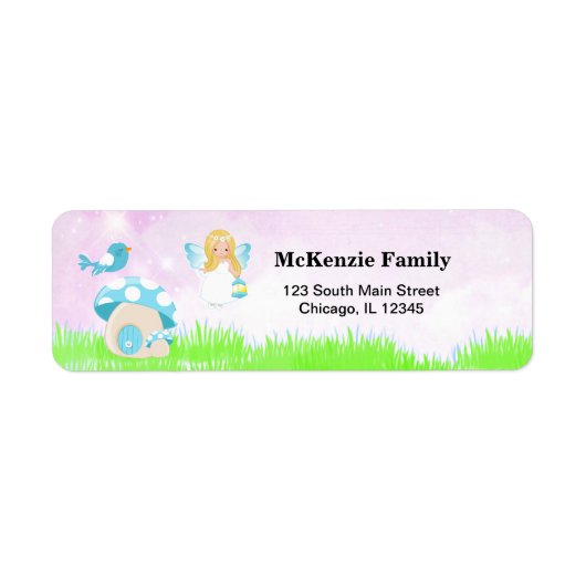 Schattige blauwe fee etiket (Voorkant)