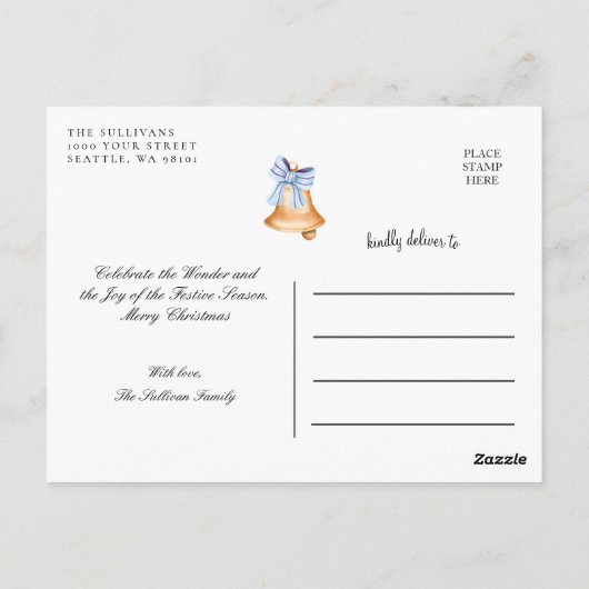 Schattige blauwe feestdag briefkaart (Achterkant)