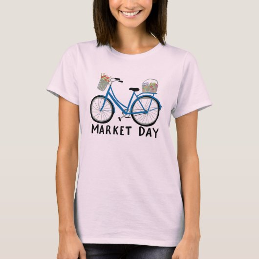 Schattige Blauwe Fietserij Winkelen T-shirt (Voorkant)
