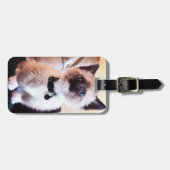 Schattige blauwe gelaatsmasker keukenfoto bagagelabel (Voorkant horizontaal)