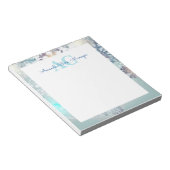 Schattige Blauwe Gepersonaliseerde Monogramnaam Notitieblok (Schuin)