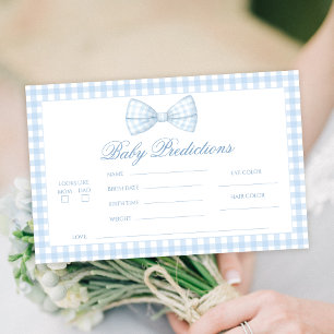 Schattige Blauwe Gingham Strik Baby Voorspellingen Briefpapier