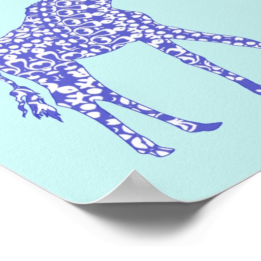 Schattige Blauwe Giraf Kinderen Poster (Hoek)