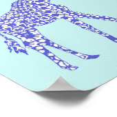 Schattige Blauwe Giraffe Kinderen Poster (Hoek)
