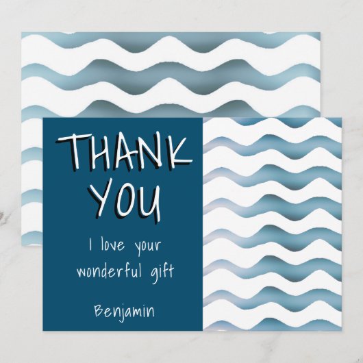 Schattige Blauwe Golf Jongens Verjaardag Bedankkaart (Voorkant / Achterkant)