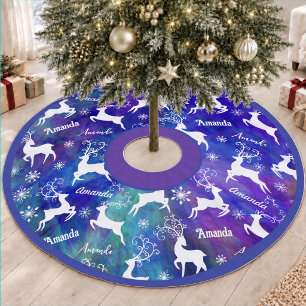 Schattige Blauwe Herhalende Naam Rendier Kerstmis Kerstboom Rok