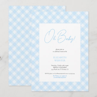 Schattige blauwe jongen simpele babyshower uitnodi kaart