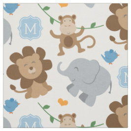 Schattige Blauwe Jungle Dieren Baby Jongen Stof