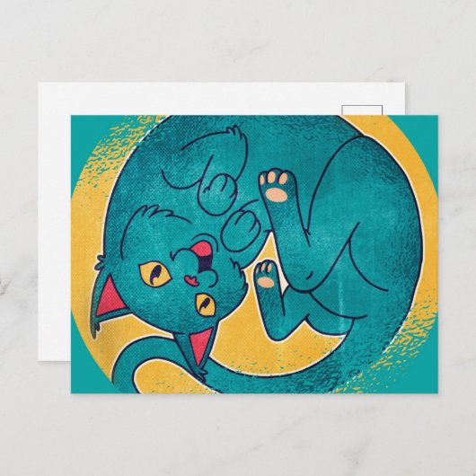 Schattige blauwe kat briefkaart (Voorkant / Achterkant)