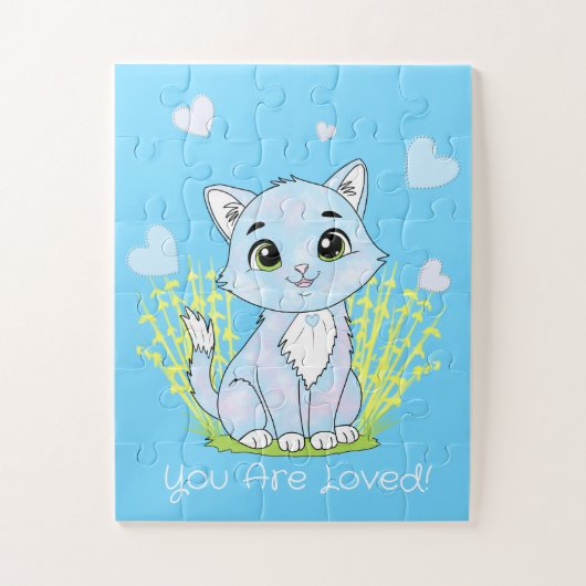 Schattige blauwe kat legpuzzel (Verticaal)