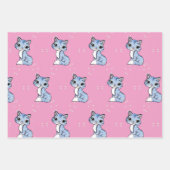 schattige blauwe kat roze inpakpapier vel (Voorkant 2)
