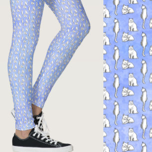 Schattige Blauwe Katten Fantasievol Patroon Leggings