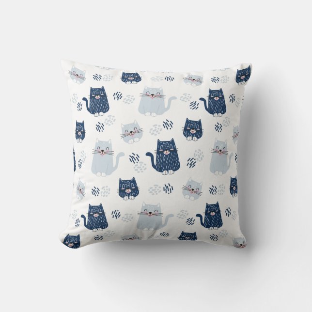 Schattige Blauwe Katten  Kussen (Voorkant)