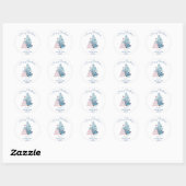 Schattige Blauwe Kerstboom Prettig Kerstfeest Ronde Sticker (Vel)