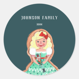 Schattige blauwe kerstkoekjes notenkraker ronde sticker
