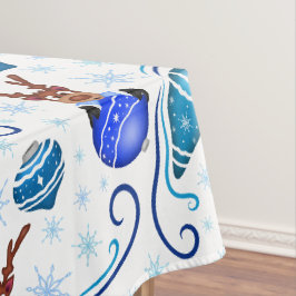 Schattige Blauwe Kinderen Kerst Rendier Tafelkleed