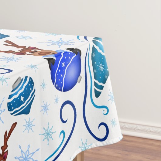 Schattige Blauwe Kinderen Kerst Rendier Tafelkleed (Voorbeeld)