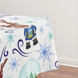Schattige Blauwe Kinderen Kerst Rendier Tafelkleed