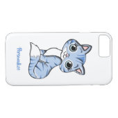 Schattige blauwe Kitten Big Eyes personaliseer Case-Mate iPhone Case (Achterkant (Horizontaal))